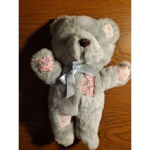 Vintage Patched Gray Teddy Bear 15" Plush Stuffed Animal Toy Patchwork